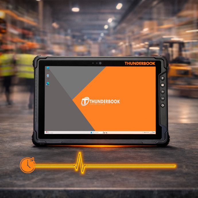 Tablet rugerizada SPARTAN W128 con gestión inteligente de energía en entorno industrial
